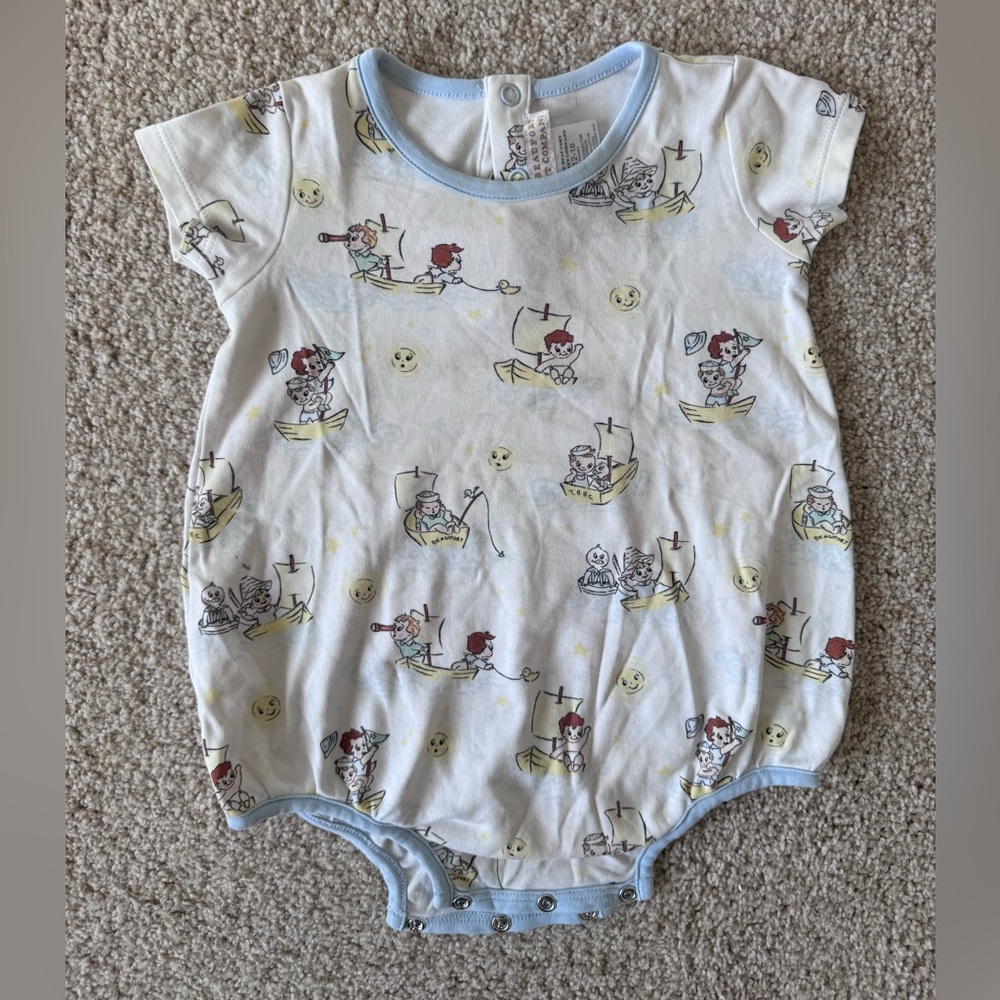 The Beaufort Bonnet Company Nautical Print Bodysuit - Blue and White